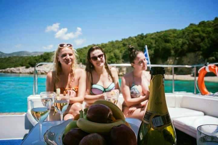 Guests enjoying refreshments aboard Almyra