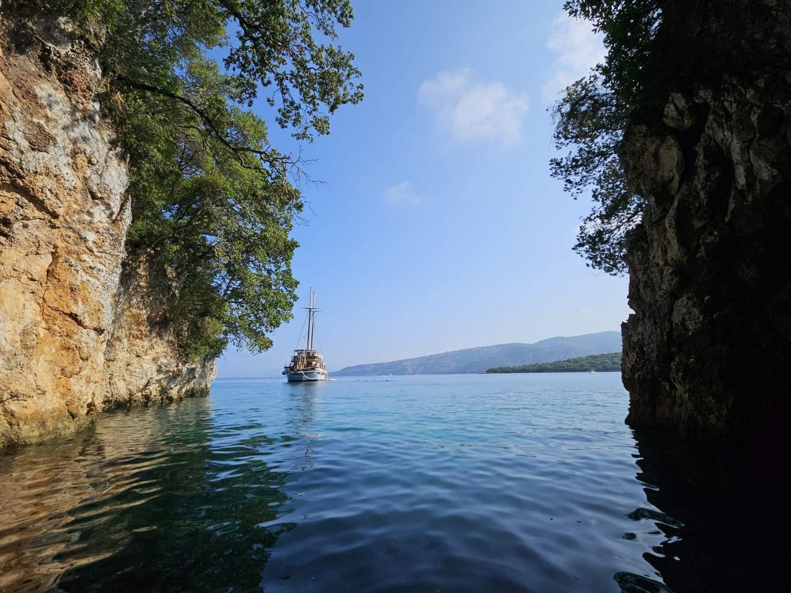 Sea view framed by the cliffs of a Paxos cave